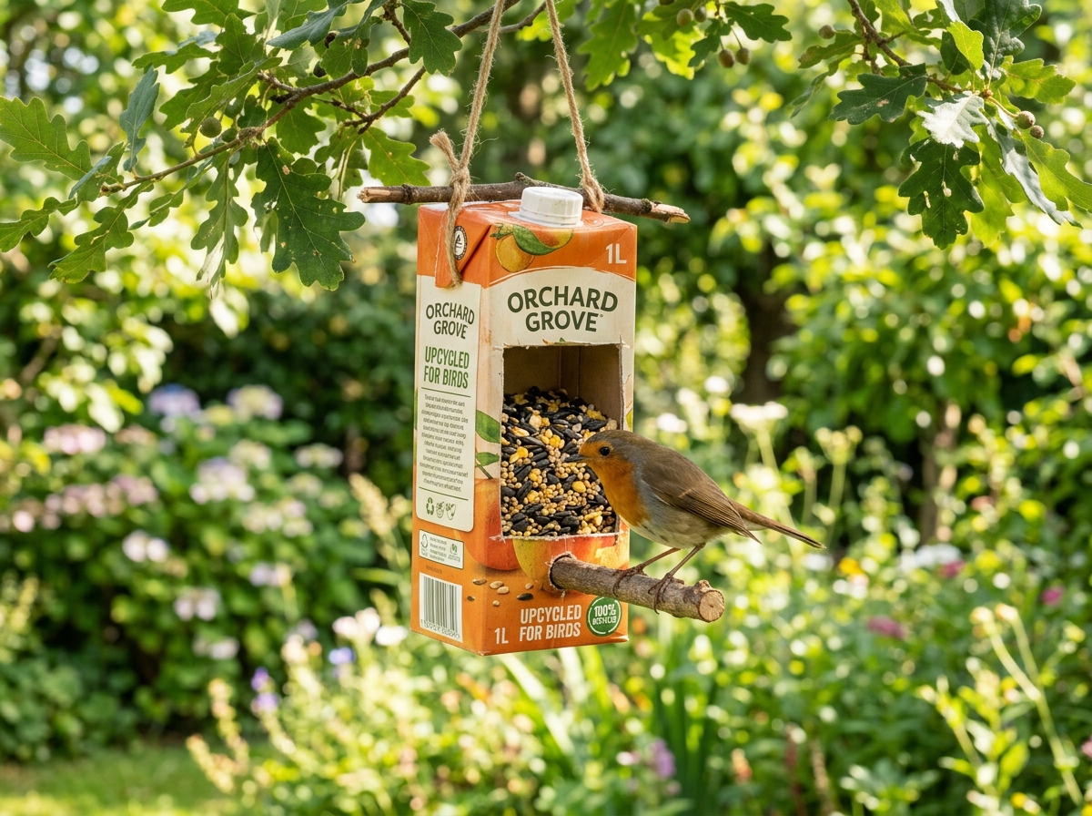 Kreative Upcycling-Werkstatt: Wetterfestes Vogelfutterhaus aus Getränkekartons